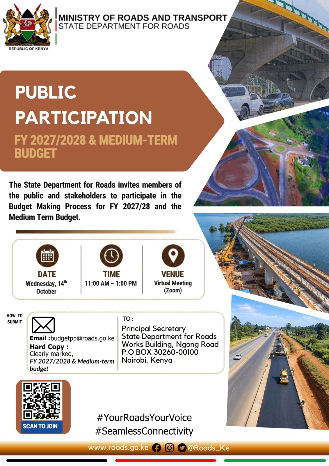 Stakeholder Engagement for the Financial Year 2027/28 and the Medium-Term Budget for the State Department for Roads